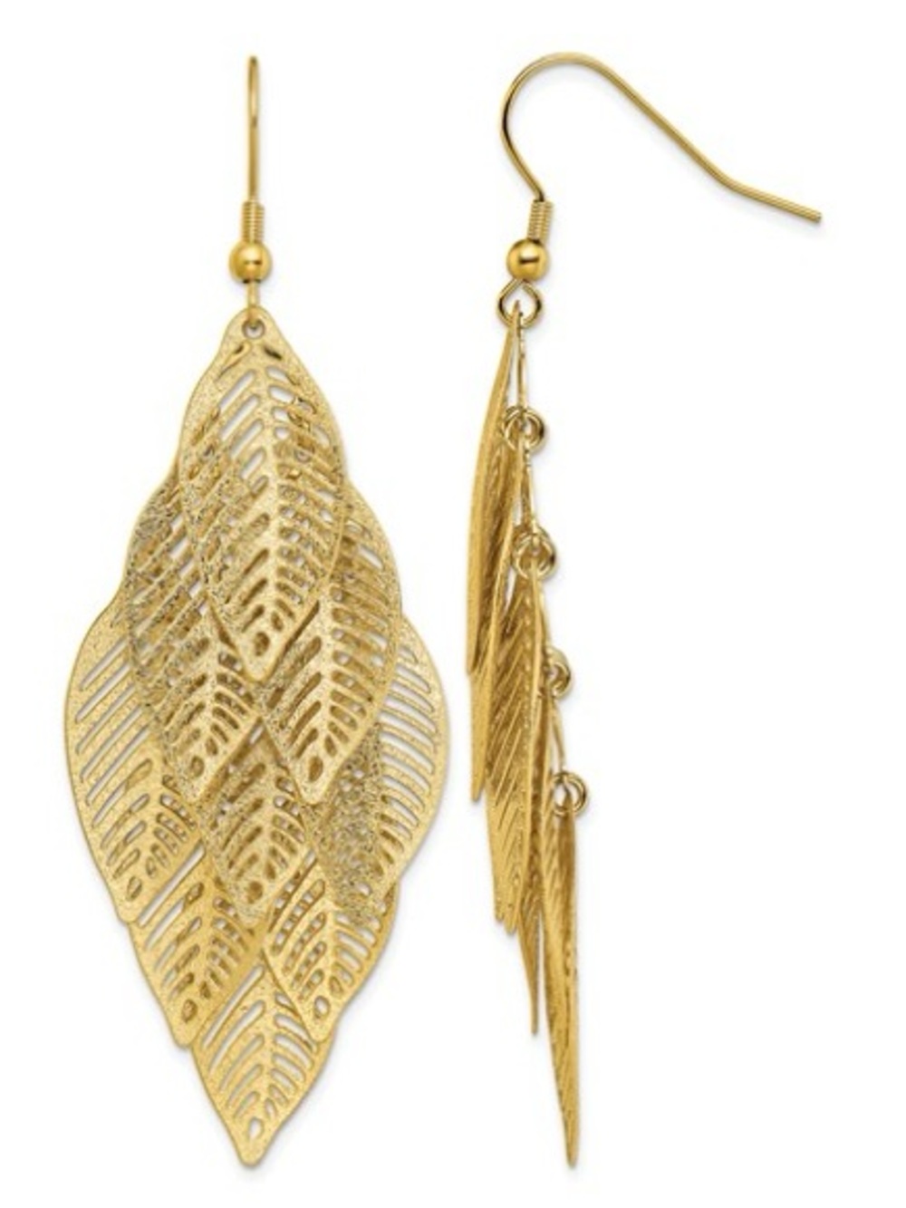 Gold Plated Leaf Dangle Drop Earrings - NWT - Picture 2 of 5